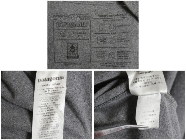 パタゴニア 両面 プリント 長袖 Tシャツ メンズ M 19年製 アウトドア ロンT ロングスリーブ P6 バックプリント ボックスロゴ カットソー 灰