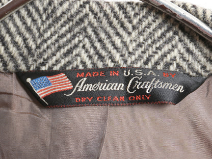 80s USA製 ハリスツイード テーラード ジャケット メンズ M 程/ ヴィンテージ ブレザー ウール ツイード ヘリンボーン トラッド ストライプ