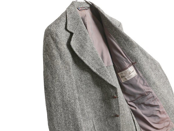 80s USA製 ハリスツイード テーラード ジャケット メンズ M 程/ ヴィンテージ ブレザー ウール ツイード ヘリンボーン トラッド ストライプ