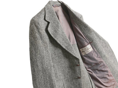 80s USA製 ハリスツイード テーラード ジャケット メンズ M 程/ ヴィンテージ ブレザー ウール ツイード ヘリンボーン トラッド ストライプ