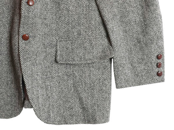 80s USA製 ハリスツイード テーラード ジャケット メンズ M 程/ ヴィンテージ ブレザー ウール ツイード ヘリンボーン トラッド ストライプ