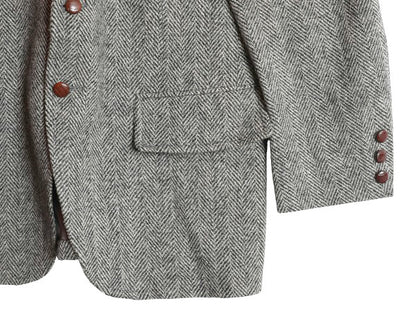 80s USA製 ハリスツイード テーラード ジャケット メンズ M 程/ ヴィンテージ ブレザー ウール ツイード ヘリンボーン トラッド ストライプ