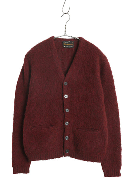 60s 70s ★ TruVal モヘア ニット カーディガン メンズ S / 古着 ヴィンテージ ウール セーター 毛足 毛長 シャギー 前開き グランジ 無地