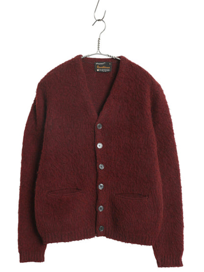 60s 70s ★ TruVal モヘア ニット カーディガン メンズ S / 古着 ヴィンテージ ウール セーター 毛足 毛長 シャギー 前開き グランジ 無地