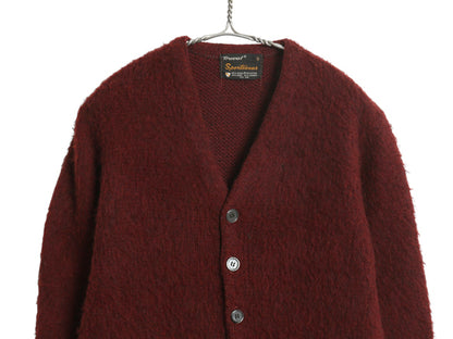 60s 70s ★ TruVal モヘア ニット カーディガン メンズ S / 古着 ヴィンテージ ウール セーター 毛足 毛長 シャギー 前開き グランジ 無地