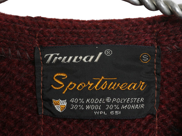 60s 70s ★ TruVal モヘア ニット カーディガン メンズ S / 古着 ヴィンテージ ウール セーター 毛足 毛長 シャギー 前開き グランジ 無地