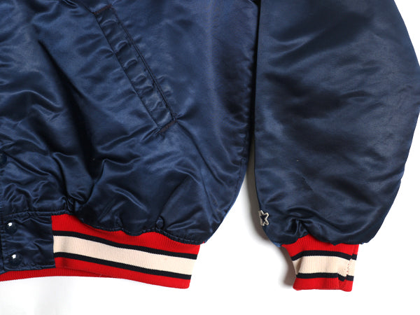 90s USA製 ブレーブス ナイロン サテン スタジャン メンズ XL オールド MLB オフィシャル スターター 中綿 キルティング ライナー ブルゾン