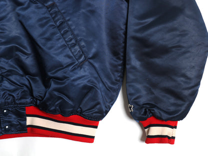 90s USA製 ブレーブス ナイロン サテン スタジャン メンズ XL オールド MLB オフィシャル スターター 中綿 キルティング ライナー ブルゾン