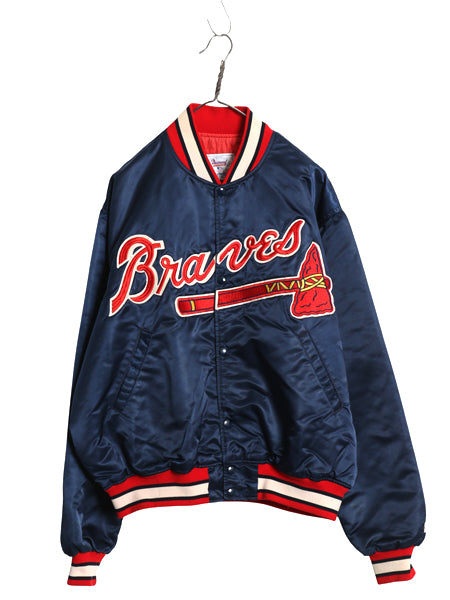 90s USA製 ブレーブス ナイロン サテン スタジャン メンズ XL オールド MLB オフィシャル スターター 中綿 キルティング ライナー ブルゾン