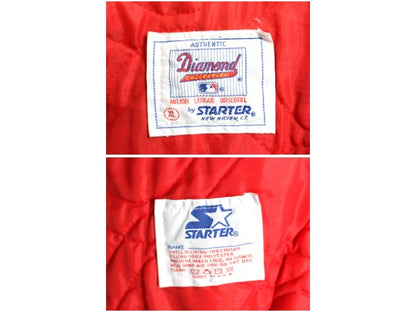 90s USA製 ブレーブス ナイロン サテン スタジャン メンズ XL オールド MLB オフィシャル スターター 中綿 キルティング ライナー ブルゾン