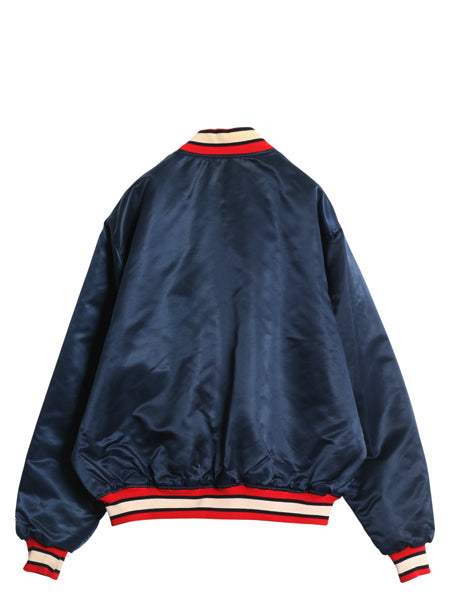 90s USA製 ブレーブス ナイロン サテン スタジャン メンズ XL オールド MLB オフィシャル スターター 中綿 キルティング ライナー ブルゾン