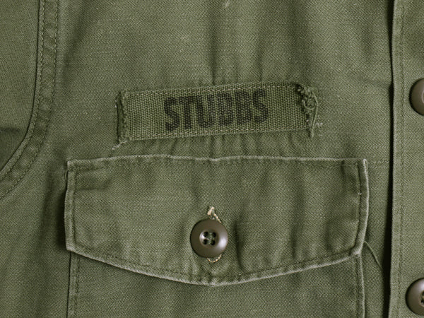 60s 米軍実物 US ARMY コットン サテン ユーティリティ シャツ M / ヴィンテージ OG107 シャツ袖 2nd ミリタリー 軍物 ワッペン フルパッチ