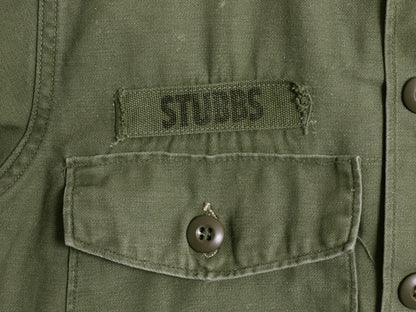 60s 米軍実物 US ARMY コットン サテン ユーティリティ シャツ M / ヴィンテージ OG107 シャツ袖 2nd ミリタリー 軍物 ワッペン フルパッチ