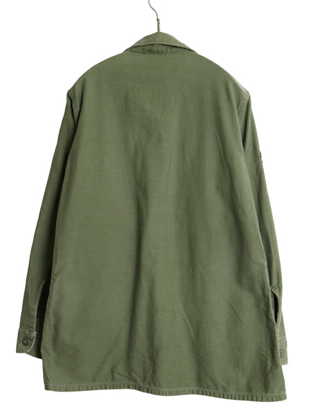 60s 米軍実物 US ARMY コットン サテン ユーティリティ シャツ M / ヴィンテージ OG107 シャツ袖 2nd ミリタリー 軍物 ワッペン フルパッチ