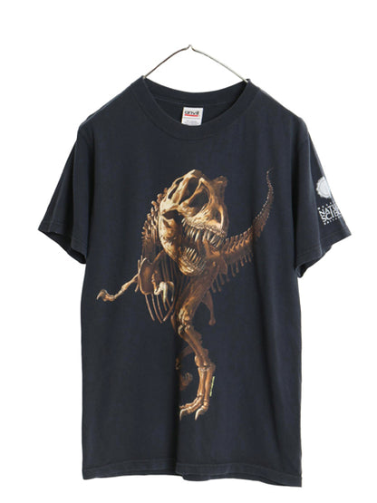 00s ティラノサウルス イラスト プリント Tシャツ メンズ S / オールド 恐竜 化石 アニマル オフィシャル グラフィック ヘビーウェイト 黒