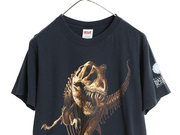 00s ティラノサウルス イラスト プリント Tシャツ メンズ S / オールド 恐竜 化石 アニマル オフィシャル グラフィック ヘビーウェイト 黒