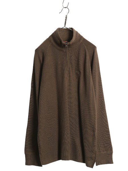 ノースフェイス ハーフジップ ニット セーター メンズ L / 古着 アウトドア コットン アクリル ウール ハイゲージ ワンポイント ハイネック