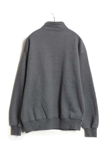 90s USA製 ラッセル ハーフジップ スウェット メンズ レディース L オールド トレーナー 裏起毛 無地 ブランク ハイネック ワンポイント 灰