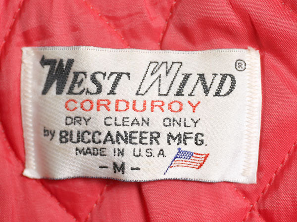 90s USA製 WEST WIND 中綿 コーデュロイ ジャケット メンズ M 古着 オールド キルティング スタジャン ジャンパー ブルゾン ボーリング 紺