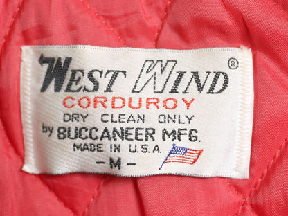 90s USA製 WEST WIND 中綿 コーデュロイ ジャケット メンズ M 古着 オールド キルティング スタジャン ジャンパー ブルゾン ボーリング 紺