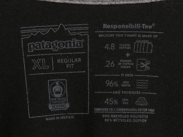 パタゴニア 両面 プリント 半袖 Tシャツ メンズ XL / 21年製 アウトドア P-6 ボックスロゴ バックプリント クルーネック 大きいサイズ 黒