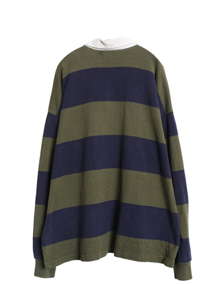 80s USA製 エルエルビーン ボーダー 長袖 ラガーシャツ メンズ XL ヴィンテージ ラグビー 長袖シャツ ポロシャツ カットソー 大きいサイズ