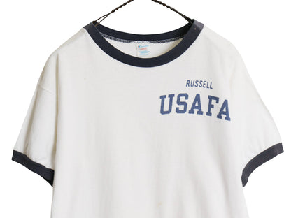 80s USA製 ★ チャンピオン USAFA 染込み プリント リンガー Tシャツ メンズ M 程 ヴィンテージ ミリタリー トリコタグ コットン AIR FORCE