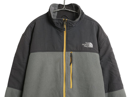 US企画 ノースフェイス フリース ナイロン 切替 ジャケット メンズ XXL アウトドア ブルゾン フルジップ ハイネック 大きいサイズ ツートン