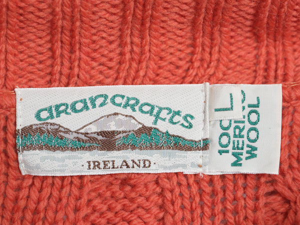 アイルランド製 aran crafts タートルネック フィッシャーマン ニット セーター レディース L / アラン ケーブル メリノ ウール ローゲージ