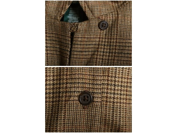 00s ローレン ラルフローレン グレン チェック オープンカラー シャツ レディース S 古着 オールド ポロ ウール ループ留め 開襟 ボックス