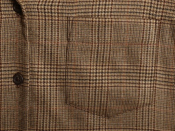 00s ローレン ラルフローレン グレン チェック オープンカラー シャツ レディース S 古着 オールド ポロ ウール ループ留め 開襟 ボックス