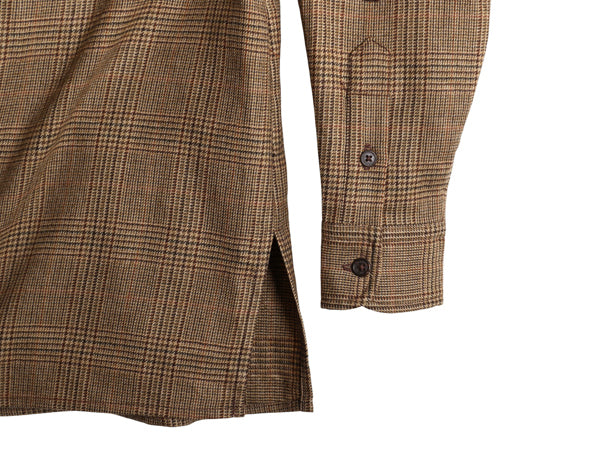 00s ローレン ラルフローレン グレン チェック オープンカラー シャツ レディース S 古着 オールド ポロ ウール ループ留め 開襟 ボックス