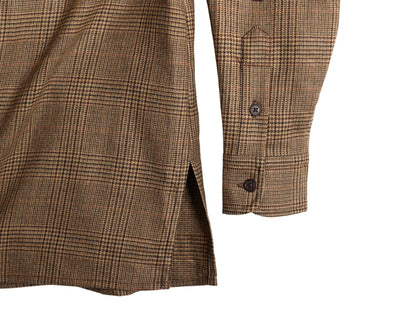 00s ローレン ラルフローレン グレン チェック オープンカラー シャツ レディース S 古着 オールド ポロ ウール ループ留め 開襟 ボックス