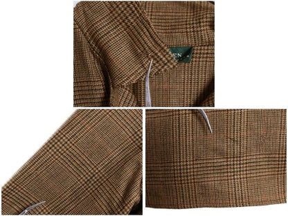 00s ローレン ラルフローレン グレン チェック オープンカラー シャツ レディース S 古着 オールド ポロ ウール ループ留め 開襟 ボックス