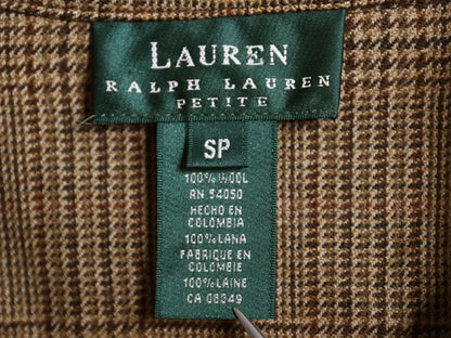 00s ローレン ラルフローレン グレン チェック オープンカラー シャツ レディース S 古着 オールド ポロ ウール ループ留め 開襟 ボックス