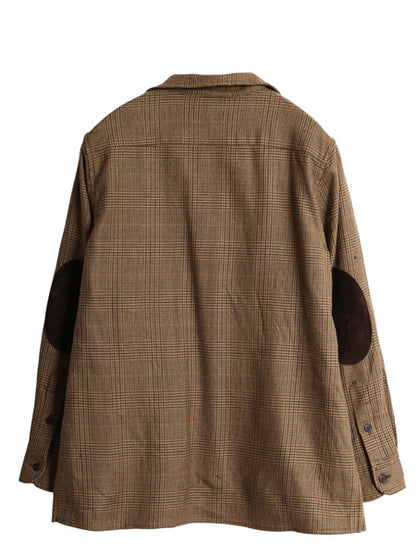 00s ローレン ラルフローレン グレン チェック オープンカラー シャツ レディース S 古着 オールド ポロ ウール ループ留め 開襟 ボックス