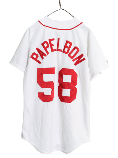 USA製 レッドソックス ベースボール シャツ メンズ M 程 MLB オフィシャル マジェスティック 大リーグ ユニフォーム ゲームシャツ ジャージ