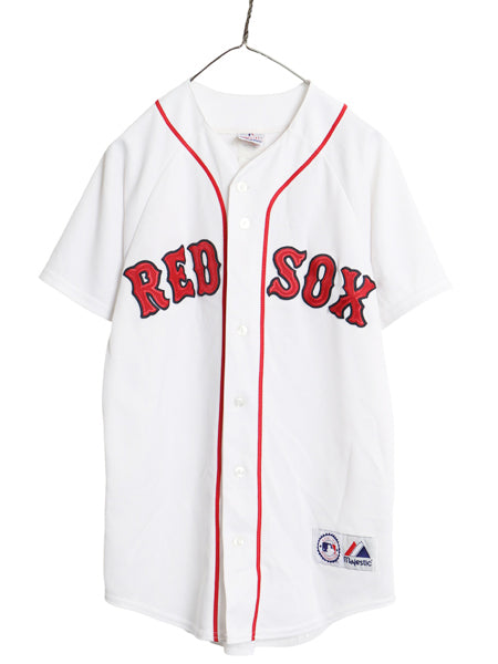 USA製 レッドソックス ベースボール シャツ メンズ M 程 MLB オフィシャル マジェスティック 大リーグ ユニフォーム ゲームシャツ ジャージ