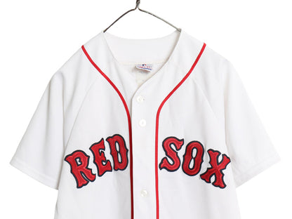 USA製 レッドソックス ベースボール シャツ メンズ M 程 MLB オフィシャル マジェスティック 大リーグ ユニフォーム ゲームシャツ ジャージ