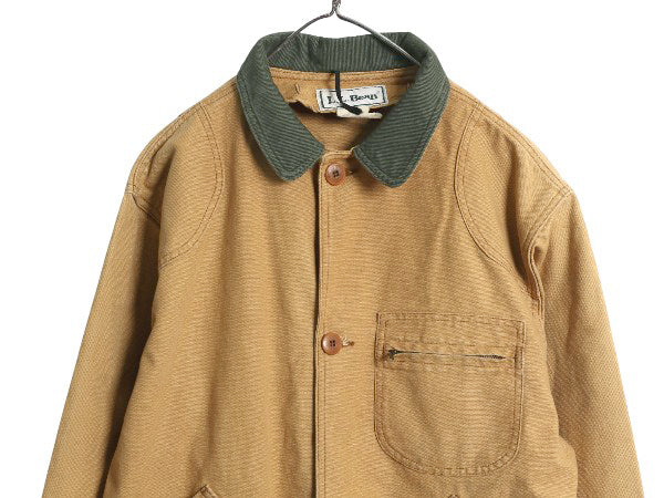 90s エルエルビーン ダック ハンティング ジャケット メンズ L 程/ オールド アウトドア カバーオール ハーフ コート フィールド ブラウン