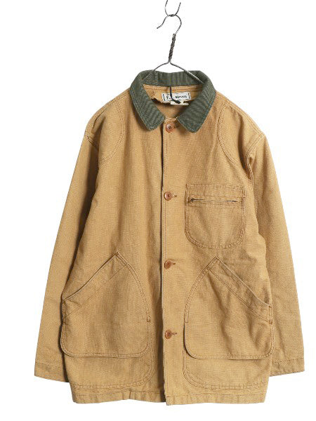 90s エルエルビーン ダック ハンティング ジャケット メンズ L 程/ オールド アウトドア カバーオール ハーフ コート フィールド ブラウン