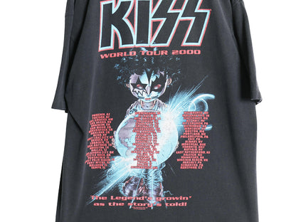 00s ★ キッス ツアー イラスト プリント Tシャツ メンズ L 古着 オールド 当時物 オフィシャル フォト バンド ロック 黒 シングルステッチ