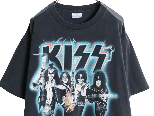 00s ★ キッス ツアー イラスト プリント Tシャツ メンズ L 古着 オールド 当時物 オフィシャル フォト バンド ロック 黒 シングルステッチ