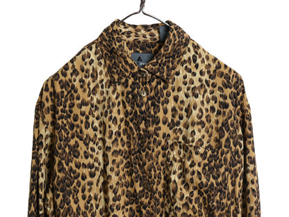 90's LIZ WEAR ヒョウ柄 長袖 シャツ レディース M / オールド 100％ レーヨン ブラウス レオパード アニマル ゆったり マルチカラー 薄手