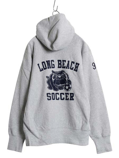 90s USA製 キャンバー スウェット フード パーカー メンズ M / オールド トレーナー プルオーバー 裏起毛 ドッグ 刺繍 バックプリント 厚手