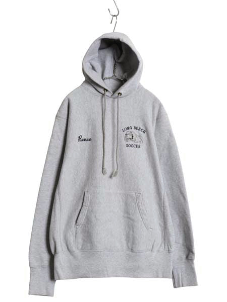 90s USA製 キャンバー スウェット フード パーカー メンズ M / オールド トレーナー プルオーバー 裏起毛 ドッグ 刺繍 バックプリント 厚手