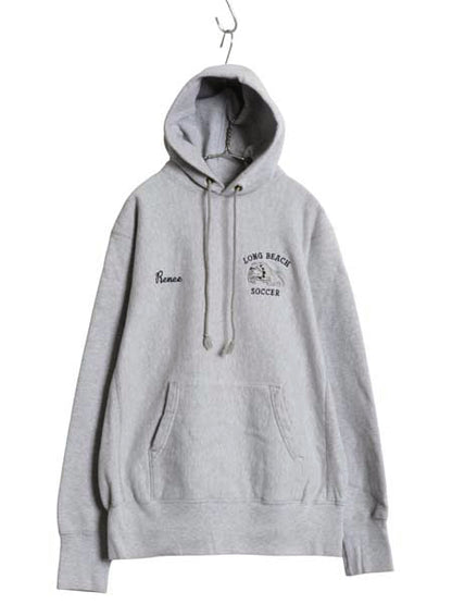 90s USA製 キャンバー スウェット フード パーカー メンズ M / オールド トレーナー プルオーバー 裏起毛 ドッグ 刺繍 バックプリント 厚手