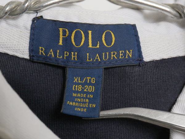 ビッグポニー ポロ ラルフローレン 長袖 ラガーシャツ キッズ XL メンズ S 程 ラグビー 長袖シャツ ポロシャツ ワンポイント ボックス 紺