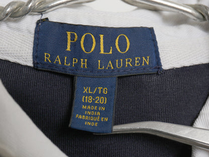 ビッグポニー ポロ ラルフローレン 長袖 ラガーシャツ キッズ XL メンズ S 程 ラグビー 長袖シャツ ポロシャツ ワンポイント ボックス 紺