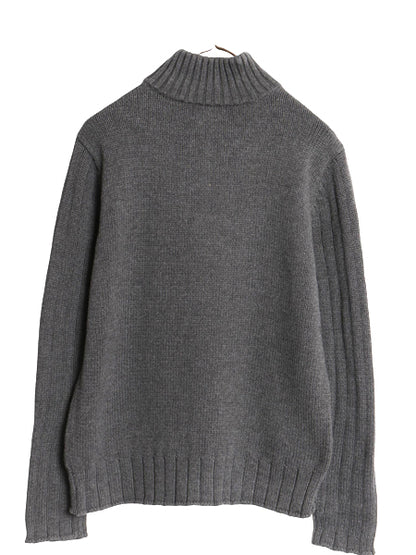 ポロ ジーンズ ラルフローレン ハーフジップ コットン ニット セーター レディース M / ハイネック プルオーバー リブ編み ワンポイント 灰